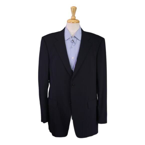 John Varvatos Solid Black Wool Stretch 2-Btn Blazer Jacket 42L
